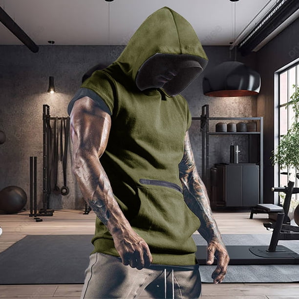 WILLBEST Sudaderas De Hombre Camisetas Deportivas para Hombre Moda De Verano Deportes De Ocio Color Sólido con Capucha Chaleco sin Mangas Top XXGrande