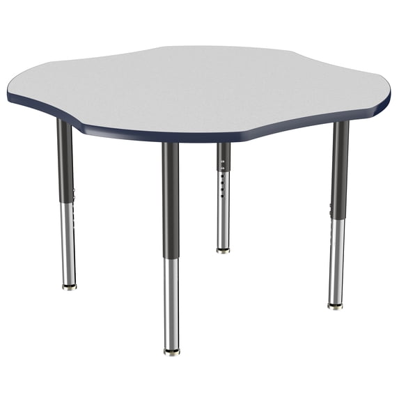ECR4Kids 48in Clover Everyday T-Mold Adjustable Activity Table Grey/Navy/Black - Super Leg