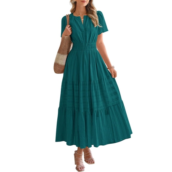 Vestido BTFBM 2025 midi/maxi de verano con cuello en V y bolsillos, talla M