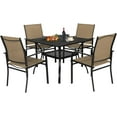 thumbnail image 6 of SOLAURA 5-Piece Outdoor Patio Dining Set, Patio Furniture Set with Textilene Dining Chairs and Metal Square Dining Table for 4 People, Khaki, 6 of 8