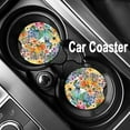 thumbnail image 3 of SPEKSEE Colorful Wildflowers Print Ceramic Car Interior Coasters 2 Pack, Anti Slip 2.56 Inch Absorbent Cup Mat Interior Accessories Fit for Most Cars, 3 of 7