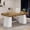 Brown & White, variant on Tribesigns 55" Home Office Desk, Mid-Century Modern Executive Desk, Wood Computer Desk, Light Brown