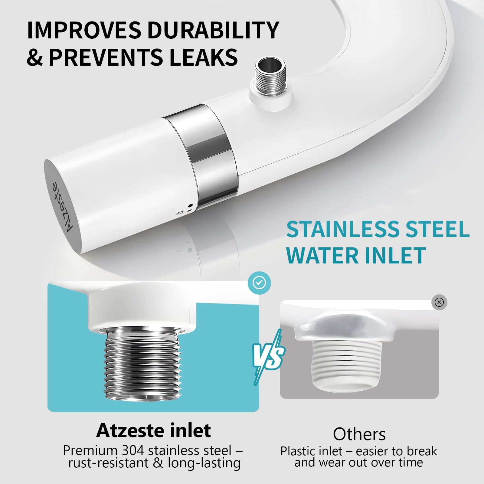 Atzeste Ultra-Slim Bidet, Non-Electric Dual Nozzle Feminine Wash Fresh Water Sprayer, Adjustable Water Pressure, Bidet for Toilet Seat Attachment, Stainless Steel Inlet Badays