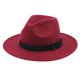thumbnail image 1 of Sombrero fedora clásico unisex de lana estructurada para hombre y mujer (rojo vino), 1 of 7