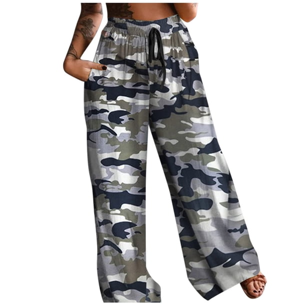 Pantalones de pijama cómodos para mujer, pantalones de yoga de pierna ancha, pantalones sueltos con estampado floral de mariposa, pantalones casuales para correr Fridja hfkajh99007