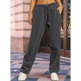 thumbnail image 4 of Women'S Wide Leg Sweatpants High Waisted Baggy Interior Drawstring Sweatpants Straight Leg Sweat Pants Dark Gray S, 4 of 7