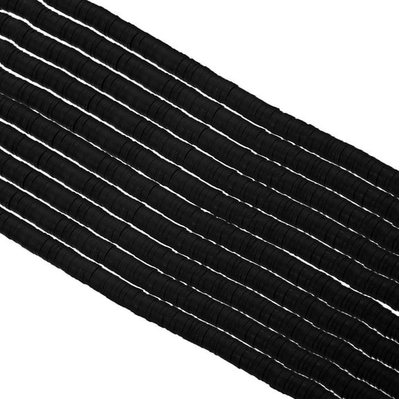 Uxcell Polymer Clay Beads Spacer 3500Pcs 10 Strands Round Flat Handmade Bead Spacer Black 0.24 inch