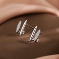 thumbnail image 4 of Solid 925 Sterling Silver CZ Huggie Earrings Half Hoops for Women Teens Double Hoop Earrings Studs Open Hoops Minimalist, 4 of 12