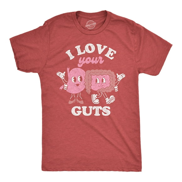 Mens Funny T Shirts I Love Your Guts Valentines Day Graphic Tee for Men (Heather Red - I Love Your Guts) - S