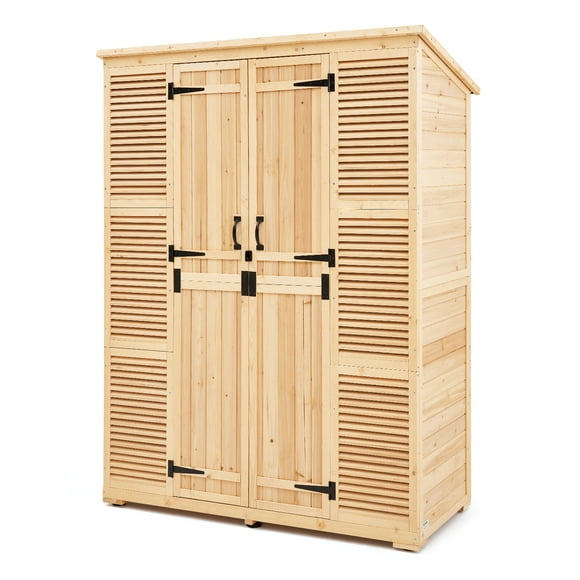 VEVOR Outdoor Wooden Storage Shed Waterproof Garden Tool Shed with Lock 58x78 inch