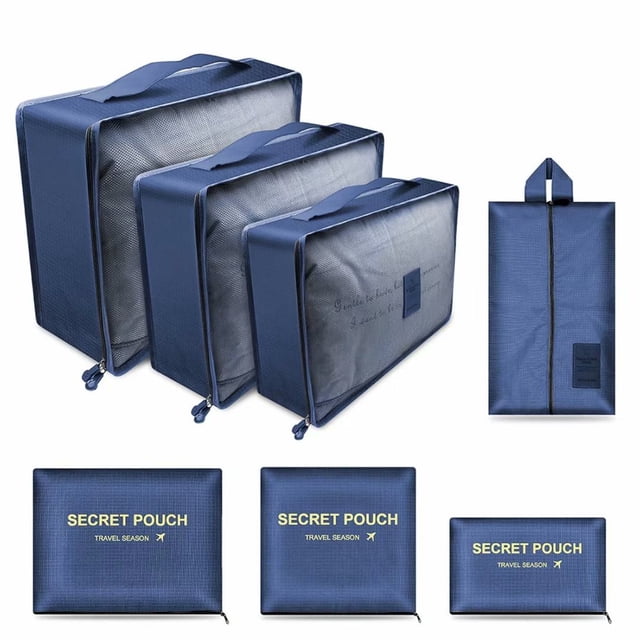 7 Set Packing Cubes Travel Luggage Waterproof Organizers