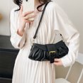 thumbnail image 1 of Bolso de hombro plisado Color sólido PU Cuero Cloud Underarm Bag para fiesta (Negro), 1 of 8
