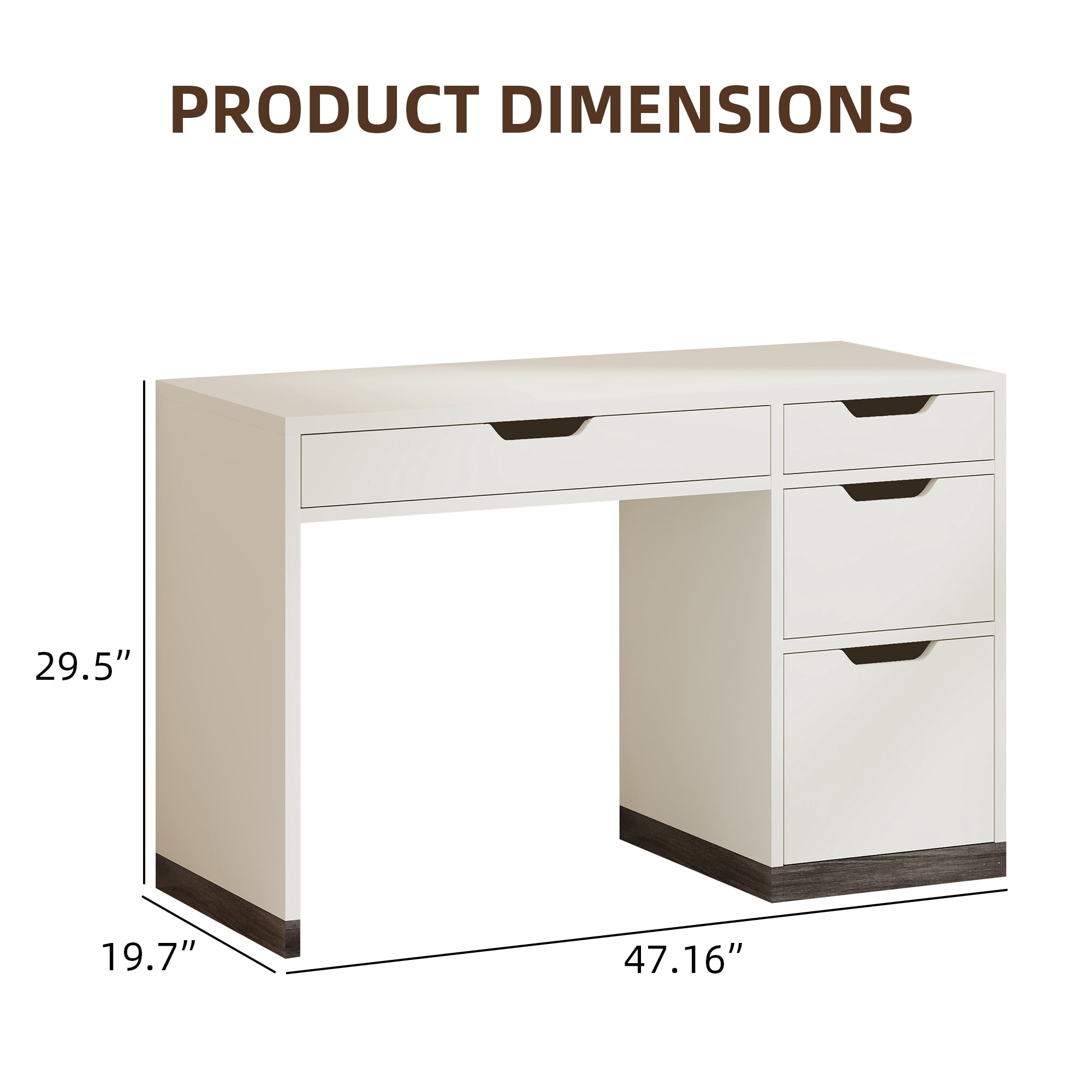 DreamCurship White Desk with Drawers, Modern Computer Desk with File Drawers, Home Office Study Writing Desk with Storage, White