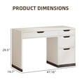 thumbnail image 6 of DreamCurship White Desk with Drawers, Modern Computer Desk with File Drawers, Home Office Study Writing Desk with Storage, White, 6 of 10