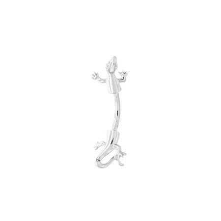 14k Yellow or White Gold Double Sided Gecko Lizard Barbell Belly Ring Navel Piercing