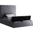thumbnail image 2 of Meridian Furniture Bliss Solid Wood Tufted Velvet Twin Bed in Gray, 2 of 8