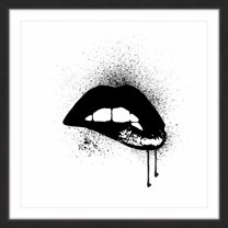 "Black Drip Lips" Framed Painting Print