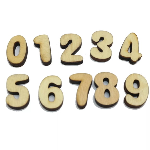 EOEMY 100 Assorted Mini Wood Number 1/2" Flatback Unfinished Wooden Scrapbook