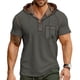 thumbnail image 1 of Ceisia Men's Slim Fit Contrast Hooded Henley Short Sleeve Shirt with Chest Pocket Gifts, 1 of 6