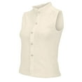 thumbnail image 2 of Sleeveless Dress Shirts for Women, Yigetop A Versatile Sleeveless Shirt with A Collar for A Slimming Look As An inner Layer for A Suit Sleeveless Button Up Shirts for Women Beige L, 2 of 7