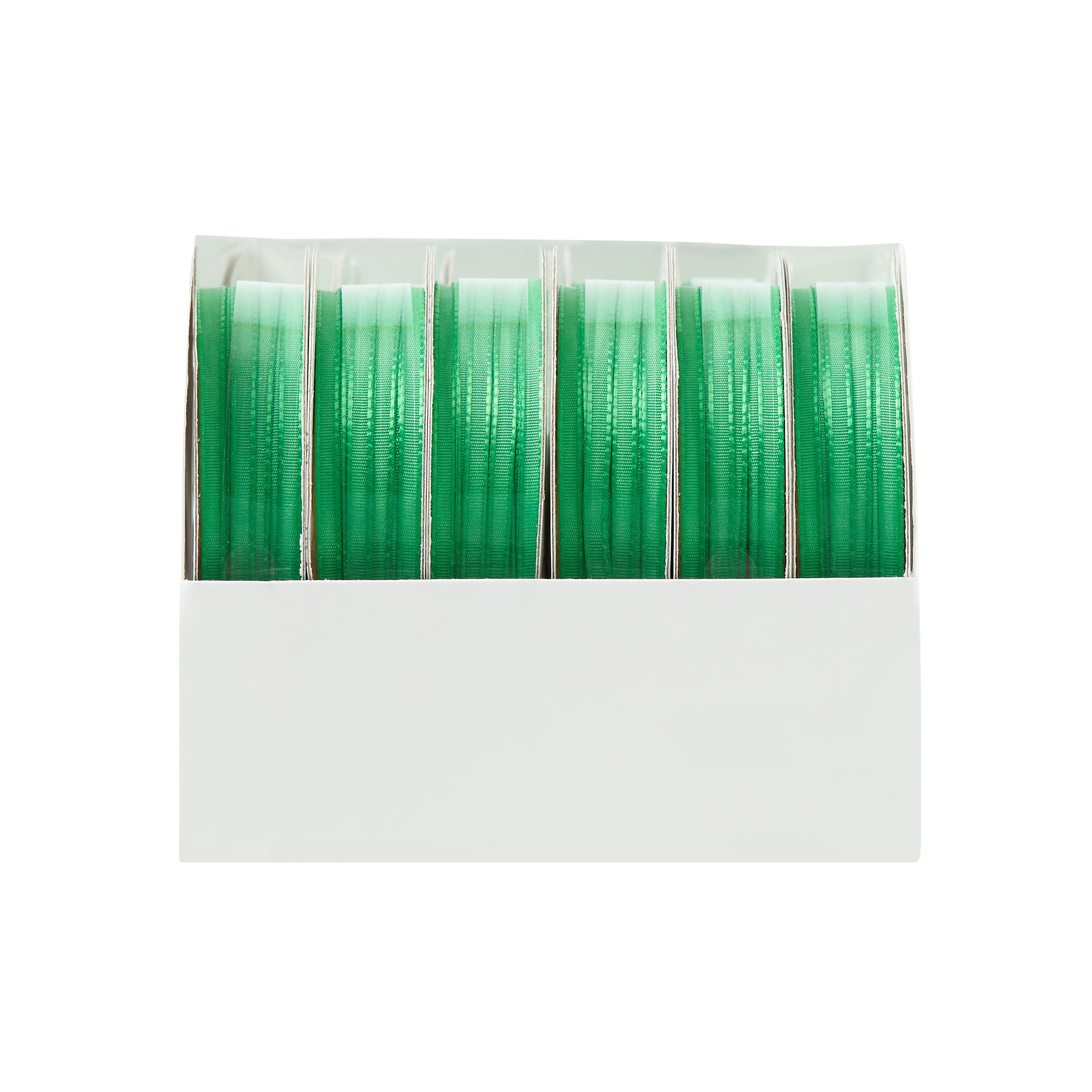 (6 pack) Offray Ribbon, Green 1/8 inch Tafetta Polyester Ribbon, 3 yards