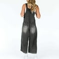 thumbnail image 6 of Hvot&aat Women’s Casual Rompers Loose Adjustable Strap Denim Bib Overall Jeans Distressed Wide Leg Jumpsuit, 6 of 6