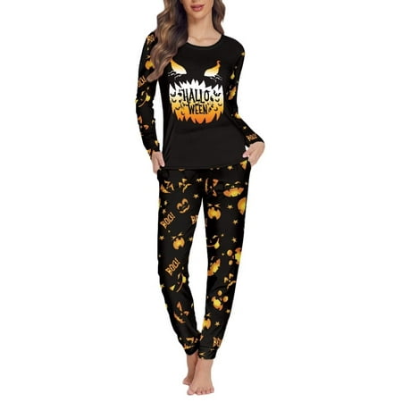 

STUOARTE Plus Size Night Shirts for Women Sleepwear Multi-Saeson Pumpkin Larntern Indoor Pajamas Top and Pants Lightweight Skin Friendly Long Sleeve Shirt Size 4XL