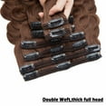 thumbnail image 6 of Benehair Clip In 100% Real Remy Human Hair Extensions Double Weft Thick Full Head 18" 20" Body Wave Wavy Curly Brown Hair, 6 of 11