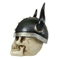 thumbnail image 2 of Viking Chieftain Warlord Warrior Odin Skull With Bull Horned Helmet Figurine, 2 of 5
