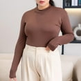 thumbnail image 4 of fatyb Plus Size Tops for Women Mock Neck Casual Undershirts Long Sleeve Pullover Comfortable Shirts, 4 of 7