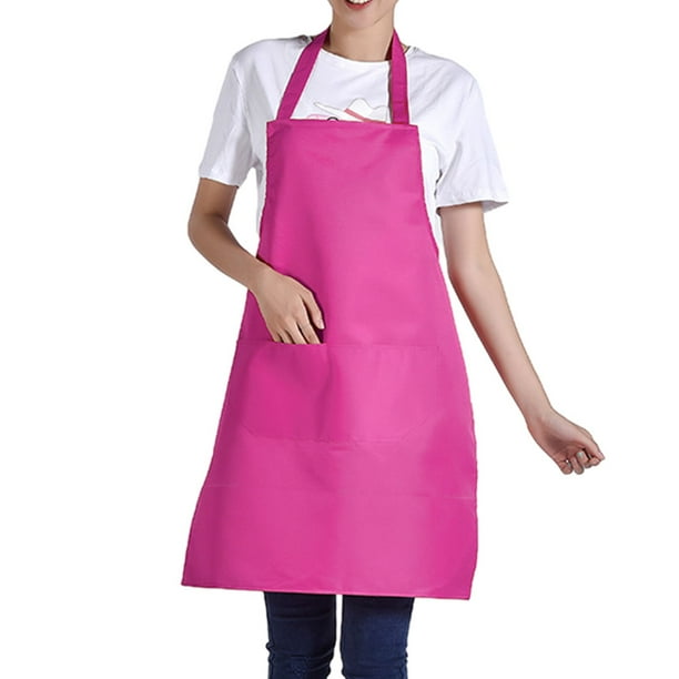 Delantal ajustable Bewildely de cocina de lino algodón poliéster 12pcs Rosa roja