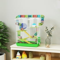 PawHut 5 Tiers Hamster Cage Small Animal Habitat with Exercise Wheels, Tube, Water Bottles, and Ladder, for Dwarf Hamster, Gerbil, Green