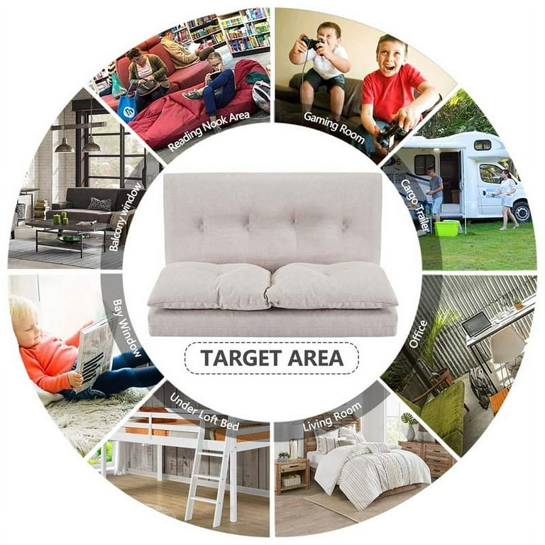 AUCHEN Folding Floor Sofa Bed Adjustable Floor Couch and Sofa Video Gaming Sofa Lounge Sofa 5 Reclining Position Adjustable Fabric Folding Sofa