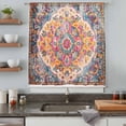 thumbnail image 5 of Blue Pink Sheer Curtains 63 Inches Long, Boho Middle Century Geometric Abstract Light Filering Curtains, Breathable Simi Curtain Privacy Drapes for Living Room Bedroom Lightweight Window Treatment, 5 of 9