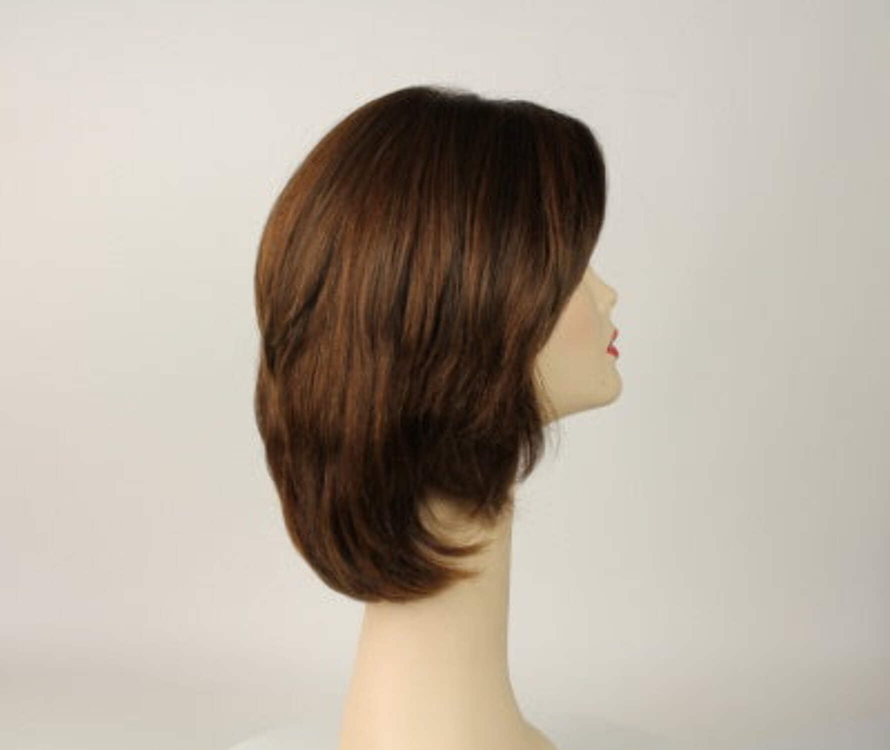 European Human Hair Freeda Wig Regina Brown With Reddish Highlights Multi-Directional Skin Top Size S