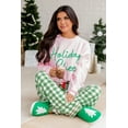 thumbnail image 2 of Women's Pink Holiday Cheer Letter Graphic Christmas Slogan Sweatshirt | [ZhiHiMeRi] | (US 20-22)2XL, 2 of 8