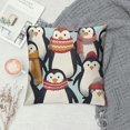 thumbnail image 2 of Sheronv Penguins Hats Scarfs Theme Decorative Throw Pillow Cover - Winter Printed Home Cushion for Couch Bed Sofa, 1PC 18x18in, 2 of 5