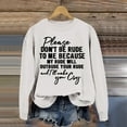 thumbnail image 2 of WEAIXIMIUNG Sweat-Shirt pour Femmes Zip Noir Sweat-Shirt à Manches Longues Col Rond Imprimé "Please don't Be Rude", 2 of 4