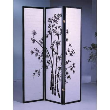 3 Panel Room Divider Bamboo - Black