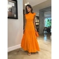 thumbnail image 2 of Bohemian Solid Hollow Out Elegant Women Dress O Neck Flying Sleeve Button Long Dress Summer Chic Casual Beach Women Clothing, 2 of 6
