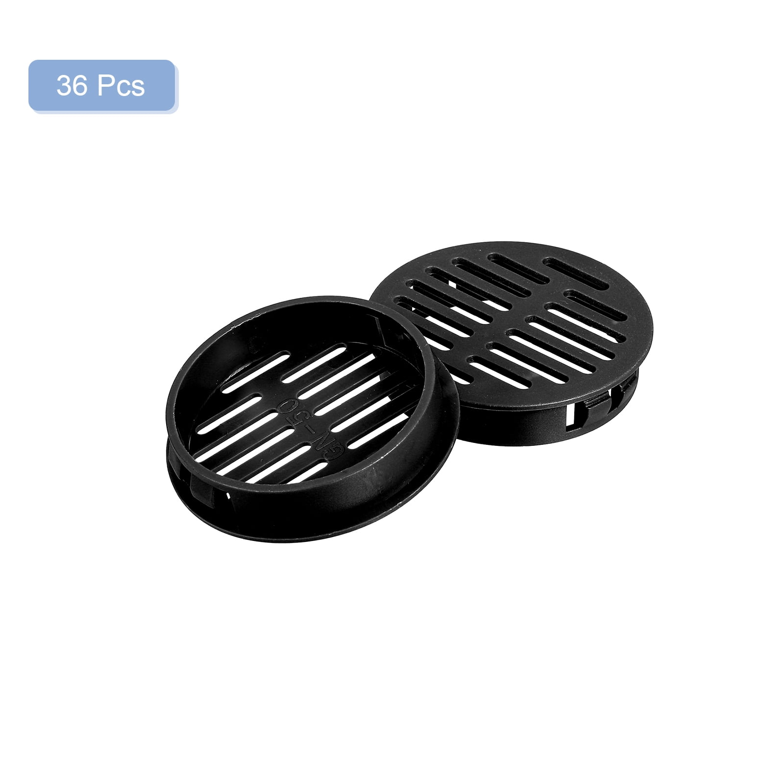Uxcell 36Pcs 50mm/1.97" Circular Soffit Air Vents, Plastic Soffit Vent Cover, Round Mesh Hole Louver for Bathroom Kitchen Cabinet Wardrobe, Black