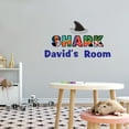 thumbnail image 2 of Personalized Name Animal Wall Decal Shark Fin Swimming in Water Custom Name Bedroom Wall Decal for boys and girls Shark Shark Themed Kids Room Décor - Size: 30 In x 18 In, 2 of 5