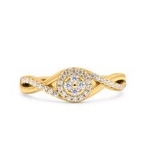 Yellow Tone, Simulated Cubic Zirconia Size-10 Infinity Twisted Shank Half Eternity Ring Wedding Engagement Band 925 Sterling Silver