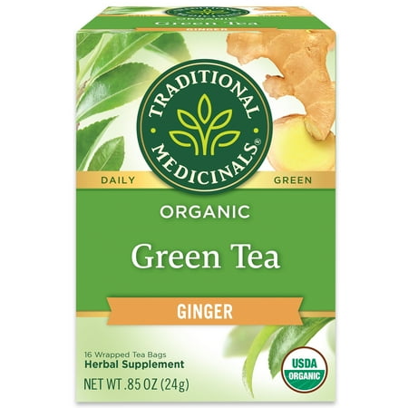 Traditional Medicinals Tea  Organic Green Tea Ginger  Tea Bags  16 Count