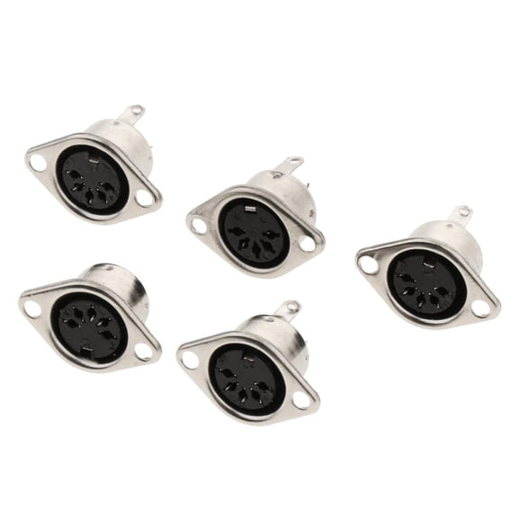 5 Pack DIN 3 Female Plug & Handle Socket DIN Audio Wire Connector DIN for Keyboard/Mouse DIY 5 Pin
