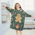 thumbnail image 5 of FORMRS Wearable Blanket Hoodie with Sleeves for Kids Cozy Flannel Sweatshirt, Brown Christmas Gingerbread, 5 of 7