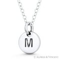 thumbnail image 3 of Initial Letter "M" Engraved Tiny 11x8mm (0.4"x0.3") Circle Pendant & Chain Necklace in .925 Sterling Silver, 3 of 3