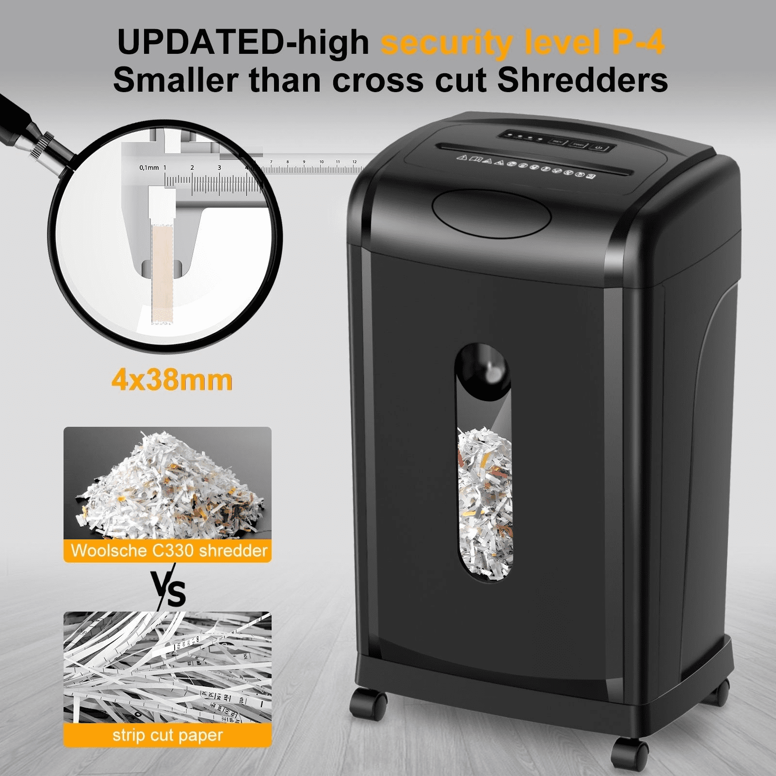Paper Shredder, 18-Sheet Cross Cut, P-4 Security, 7.93 Gallon Bin - Home & Office