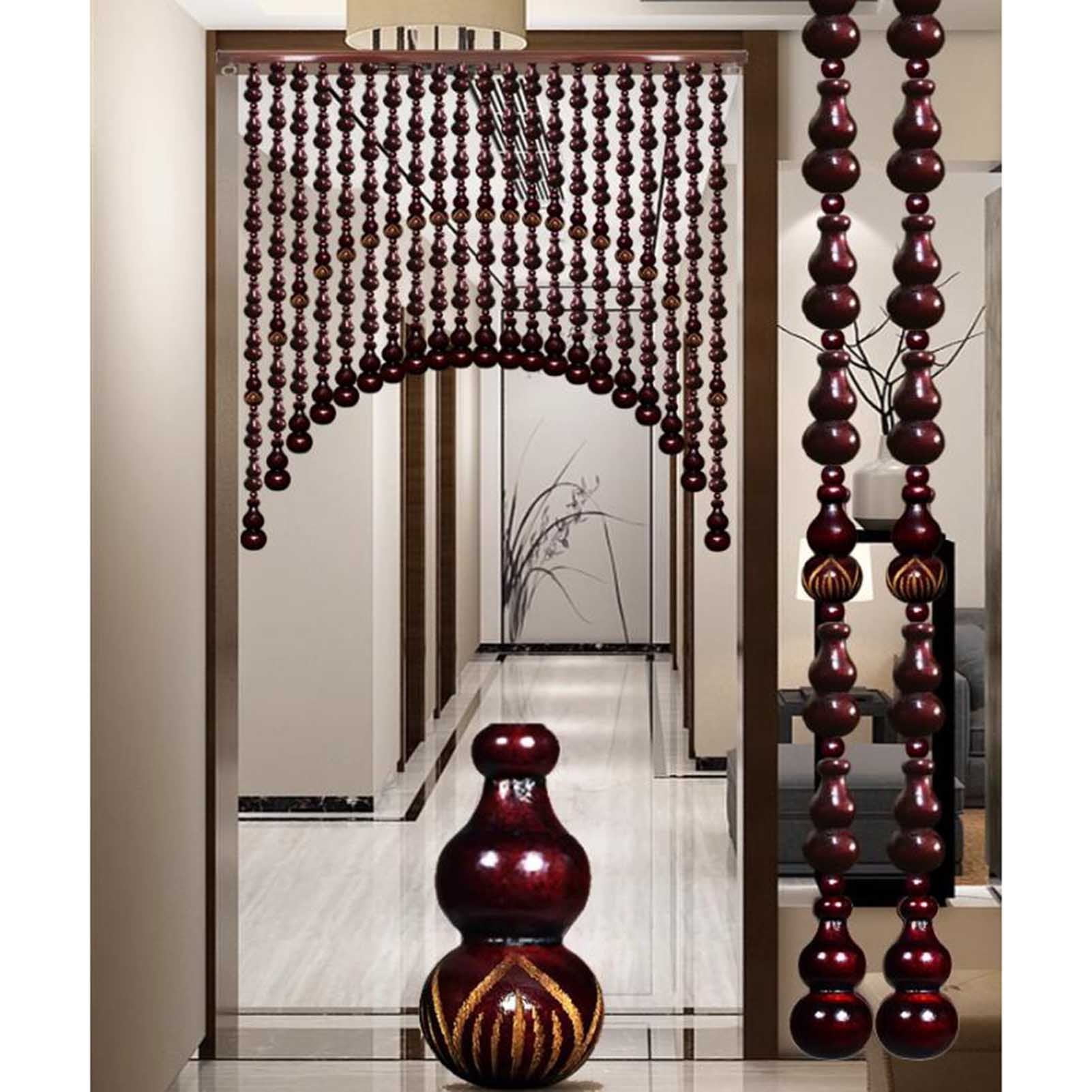 Wood Beaded Curtains for Doorway,Handmade Wooden Rustic Divider Strip Tassel Beads Curtain Wall Hanging Strings Panel Decoration For Living Room Bedroom Decor