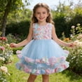 thumbnail image 2 of Gunia Flower Little Girl Dresses Party With 3D Floral Appliques Tutu Gown Kids Formal Blue Dress For Girls 2-10 Years, 2 of 5